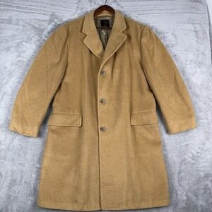 Varsity Town Clothes  ORIENTAL CASHMERE Overcoat Top Coat 46R Golden Brown VTG
